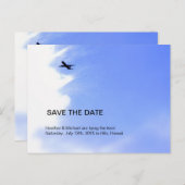 飛行機の空の目的地の結婚式の日付を保存 案内ポストカード (正面/裏面)