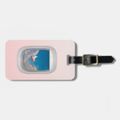 飛行機の窓の荷物のラベルを通した飛んでいるなブタ ラゲッジタグ (正面横)