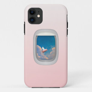 飛行機の窓のiphoneの場合を通した飛んでいるなブタ iPhone 11 ケース