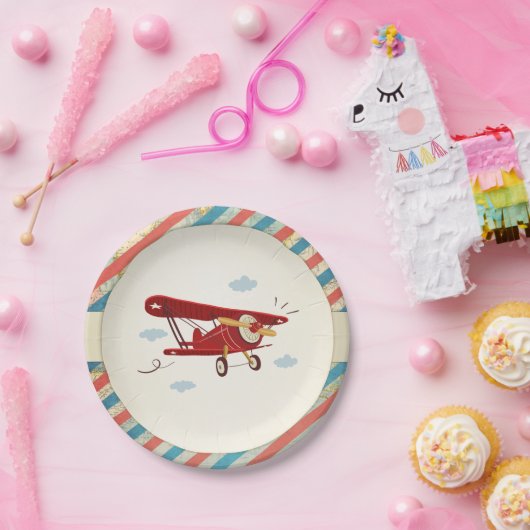 飛行機の紙皿旅行冒険のシャワーの地図 ペーパープレート (パーティー)