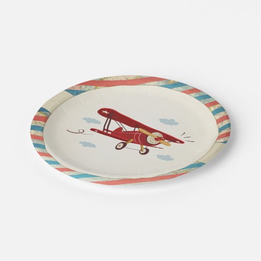 飛行機の紙皿旅行冒険のシャワーの地図 ペーパープレート (アングル)