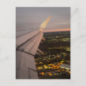 飛行機の翼の写真 日の出 地平線 航空 ポストカード (正面)