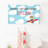 飛行機の背景/バナー(青と赤、パイロット) 横断幕 (インサイチュ)