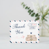 飛行機の航空会社の旅行ウェディングシャワーありがとう ポストカード (スタンド正面)