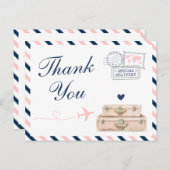 飛行機の航空会社の旅行ウェディングシャワーありがとう ポストカード (正面/裏面)