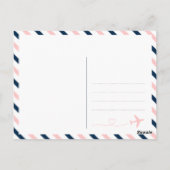 飛行機の航空会社の旅行ウェディングシャワーありがとう ポストカード (裏面)