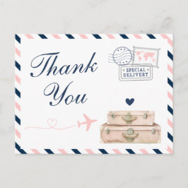 飛行機の航空会社の旅行ウェディングシャワーありがとう ポストカード