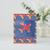 飛行機の航空機飛行旅行ピクニック休日 シーズンポストカード (スタンド正面)