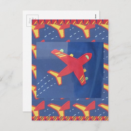 飛行機の航空機飛行旅行ピクニック休日 シーズンポストカード (正面/裏面)