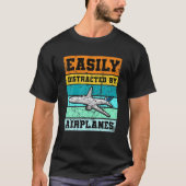 飛行機の航空機Pにすぐに気が散る Tシャツ (正面)