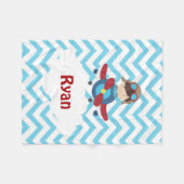 飛行機の試験青いシェブロンブラウンの毛 フリースブランケット (正面(横))