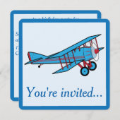 飛行機の誕生会 招待状 (正面/裏面)