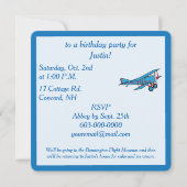 飛行機の誕生会 招待状 (裏面)