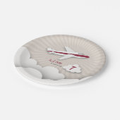 飛行機の誕生会-赤 ペーパープレート (アングル)