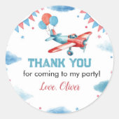 飛行機の誕生日ああ私のタイムフライステッカーラベル ラウンドシール (正面)