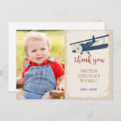 飛行機の誕生日お礼カード 招待状 (正面/裏面)