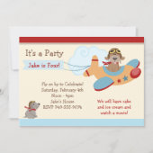 飛行機の誕生日のパーティの招待状 招待状 (正面)