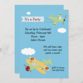 飛行機の誕生日のパーティの招待状 招待状 (正面/裏面)