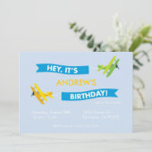 飛行機の誕生日のパーティの招待状 招待状 (スタンド正面)