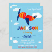 飛行機の誕生日の招待パイロットパーティー招待状 招待状 (正面/裏面)