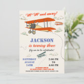 飛行機の誕生日の招待パイロットパーティー招待状 招待状 (スタンド正面)