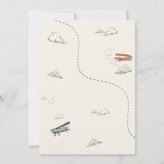 飛行機の誕生日の招待パイロットパーティー招待状 招待状 (裏面)