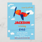 飛行機の誕生日の招待パイロットパーティー招待状 招待状 (正面/裏面)