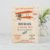 飛行機の誕生日の招待状アップと遠くに招待状 招待状 (スタンド正面)