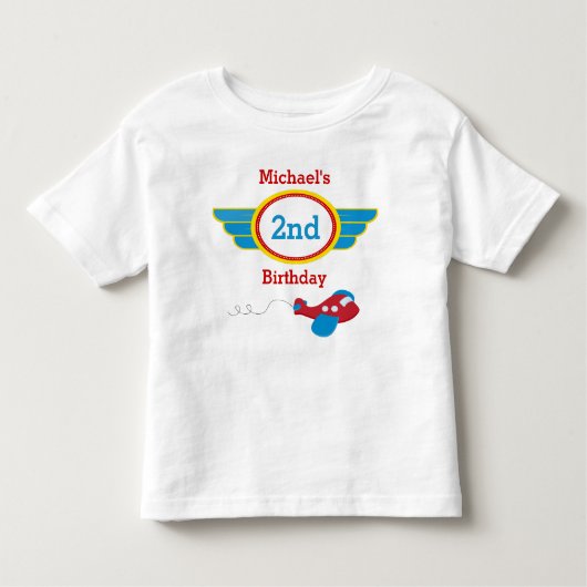 飛行機の誕生日のTシャツの幼児の子供 トドラーTシャツ (正面)