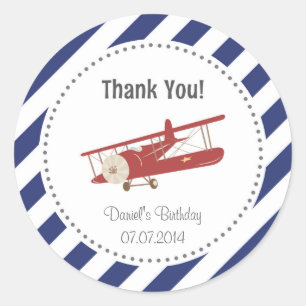 飛行機の誕生日はステッカー感謝していしています ラウンドシール