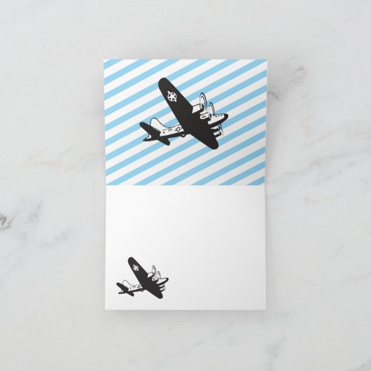 飛行機の誕生日パーティーありがとうございますカード サンキューカード (内部)