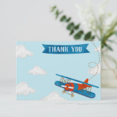 飛行機の誕生日パーティーお礼カード 招待状 (スタンド正面)