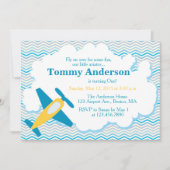 飛行機の誕生日パーティーの招待シェブロン 招待状 (正面)