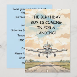 飛行機の誕生日パーティーデジタルダウンロード 招待状