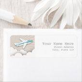 飛行機の誕生日パーティー住所 シール – 青 (インサイチュ)