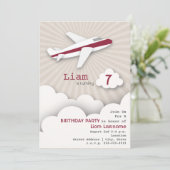 飛行機の誕生日パーティー招待状 - 赤 招待状 (スタンド正面)
