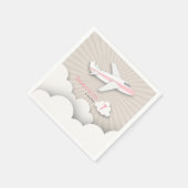 飛行機の誕生日パーティー – ピンク スタンダードカクテルナプキン (角)