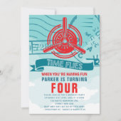 飛行機の誕生日パーティー 招待状 (正面)