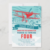 飛行機の誕生日パーティー 招待状 (正面)