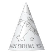 飛行機の誕生日パーティー – 自分の帽子に色を パーティーハット (正面)