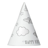 飛行機の誕生日パーティー – 自分の帽子に色を パーティーハット (左)