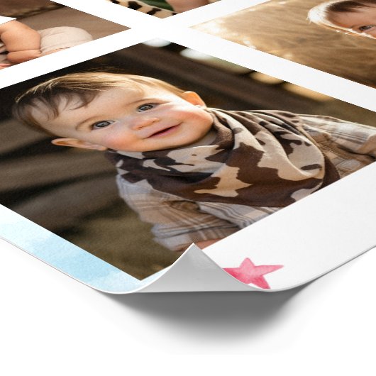 飛行機の誕生日写真マイルストーン記号 ポスター (角)