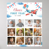 飛行機の誕生日写真マイルストーン記号 ポスター (正面)