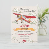 飛行機の誕生日招待状ヴィンテージのタイムフライ 招待状 (スタンド正面)
