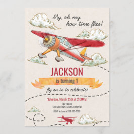 飛行機の誕生日招待状ヴィンテージのタイムフライ 招待状