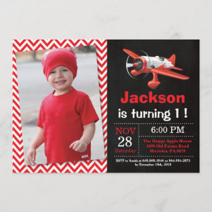 飛行機の誕生日招待状。ボーイ·バースデー·パーティー 招待状