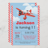 飛行機の誕生日招待状。ボーイ·バースデー·パーティー 招待状 (正面/裏面)