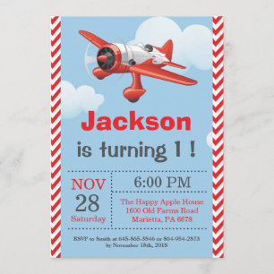 飛行機の誕生日招待状。ボーイ·バースデー·パーティー 招待状