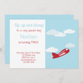 飛行機の誕生日招待状 招待状 (正面/裏面)