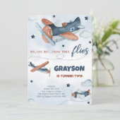 飛行機の誕生日招待状 招待状 (スタンド正面)